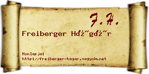 Freiberger Hágár névjegykártya